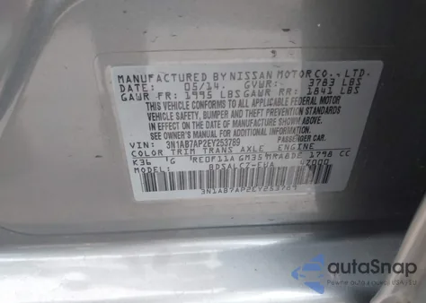 2014 Nissan Sentra S from USA, damaged, VIN 3N1AB7AP2EY253789